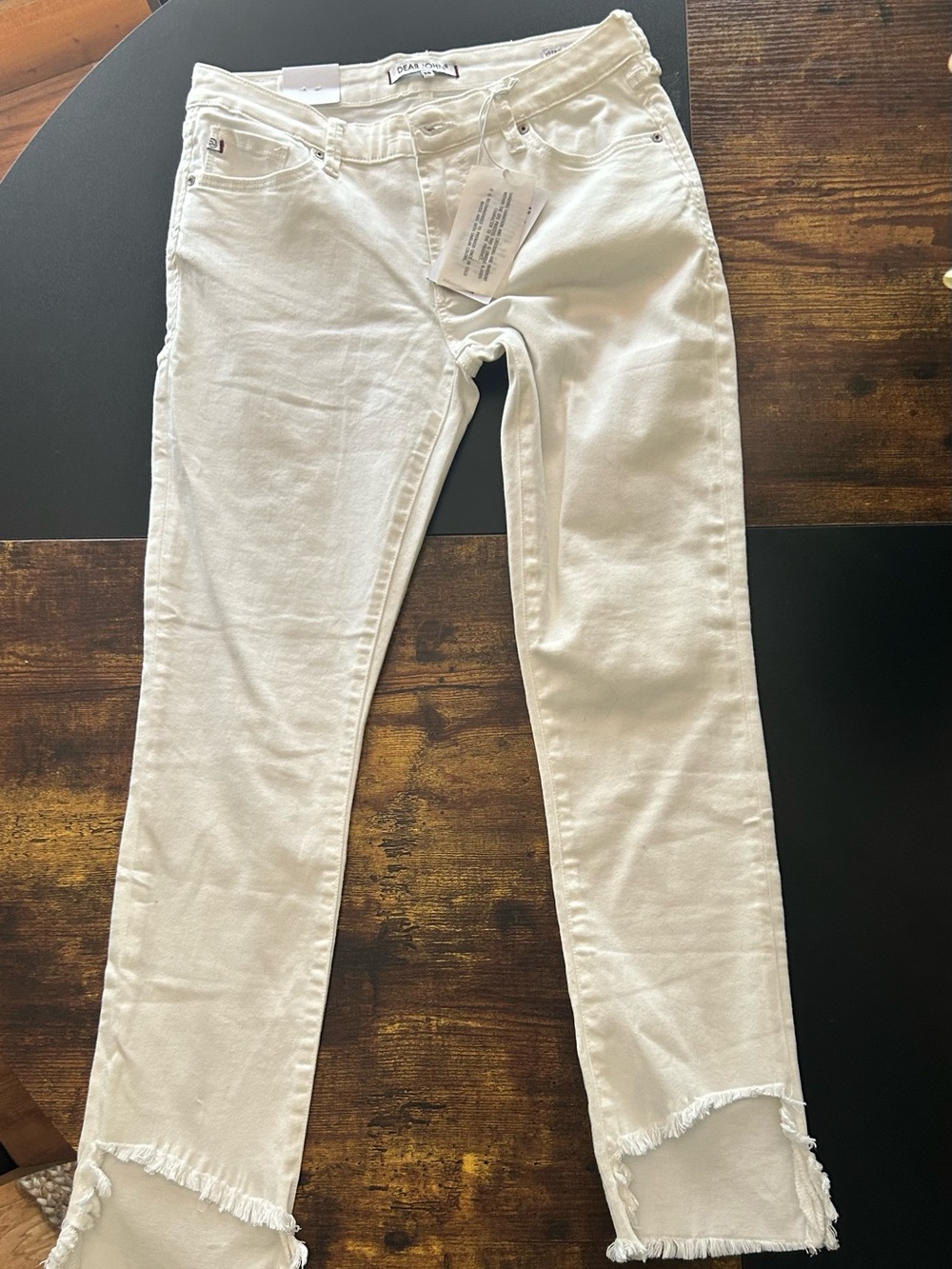 Dear John White Skinny Jeans with Frayed Hem